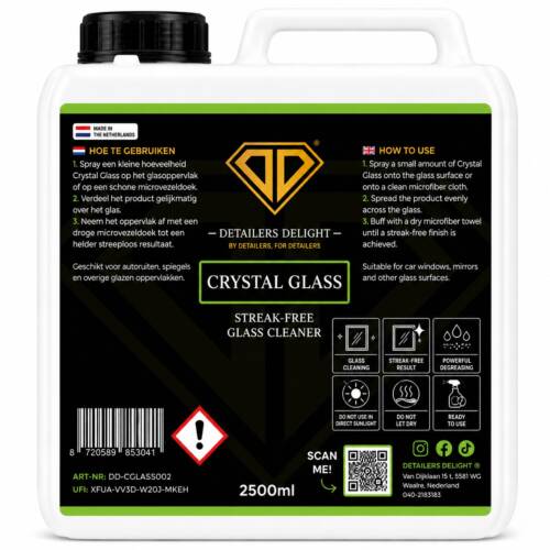 DETAILERS DELIGHT CRYSTAL GLASS – STREAK-FREE GLASS CLEANER 2.5L