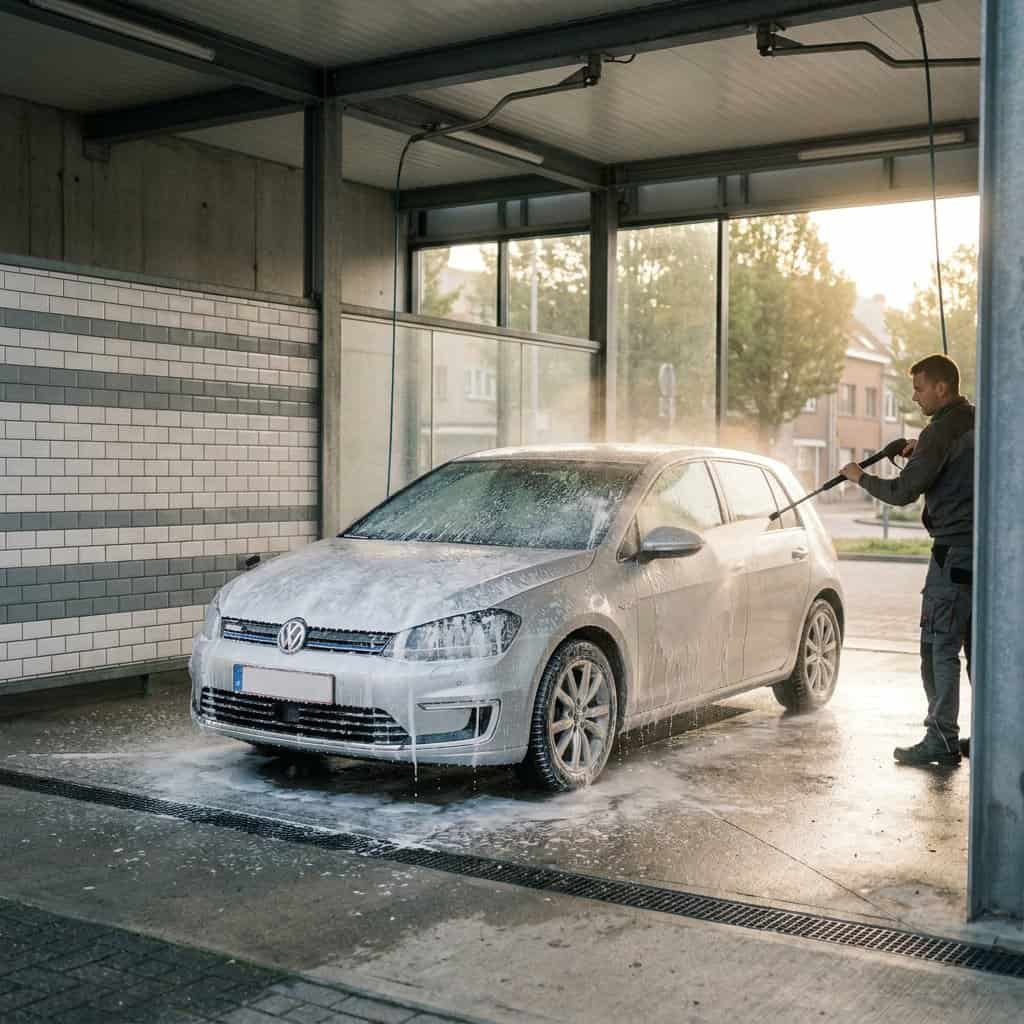 Auto wassen in de wasbox